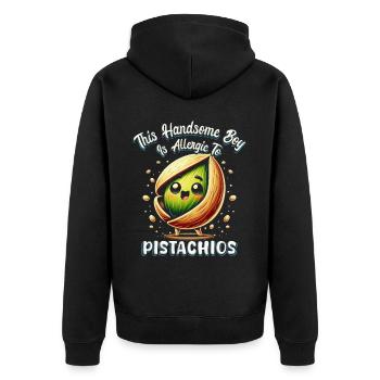 Pistachio Allergy Allergic To Pistachios - Unisex Premium Organic Zip Hoodie - black - Back - Nico (187cm)