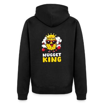 Chicken Nugget Nugget König - Unisex Premium Bio Zip Hoodie - Schwarz - Hinten - Nico (187cm)