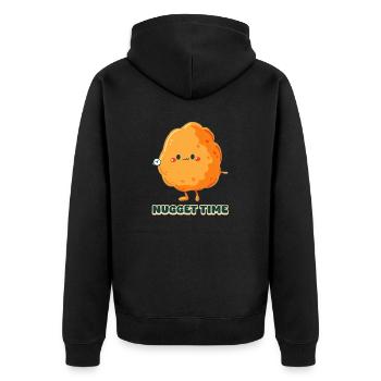 Chicken Nugget Nugget Zeit - Unisex Premium Bio Zip Hoodie - Schwarz - Hinten - Nico (187cm)