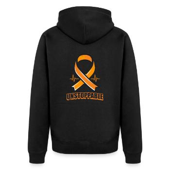 MS-Bewusstsein unaufhaltsam - Unisex Premium Bio Zip Hoodie - Schwarz - Hinten - Nico (187cm)