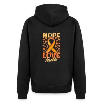 MS Bewusstsein Hoffnung Liebe Glaube - Unisex Premium Bio Zip Hoodie - Schwarz - Hinten - Nico (187cm)