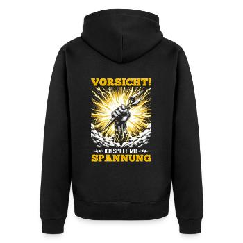 Électriciens, méfiez-vous ! Je joue avec la tension - Veste à capuche bio Premium Unisexe - noir - Dos - Nico (187cm)
