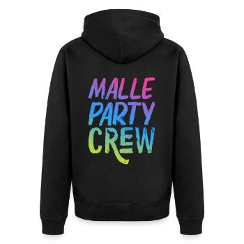 Malle Party Crew - Unisex Premium Bio Zip Hoodie - Schwarz - Hinten - Nico (187cm)