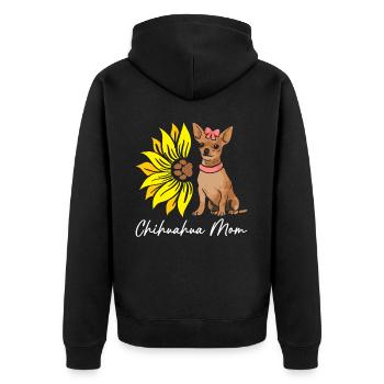 Chihuahua Mom Funny Dog Pet Lover - Unisex Premium Organic Zip Hoodie - black - Back - Nico (187cm)