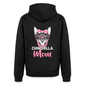 Chinchilla Mom Funny Pet Owner - Unisex Premium Organic Zip Hoodie - black - Back - Nico (187cm)