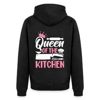 Chef cuisinier Femme Reine de la Cuisine - Veste à capuche bio Premium Unisexe - noir - Dos - Nico (187cm)
