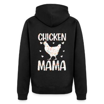 Huhn Mama Huhn Mama Bauernhof Tier - Unisex Premium Bio Zip Hoodie - Schwarz - Hinten - Nico (187cm)