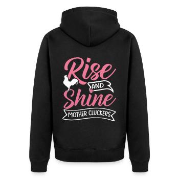 Lustige Hühnerstall Bauernhof Tier Aufstieg Glanz - Unisex Premium Bio Zip Hoodie - Schwarz - Hinten - Nico (187cm)