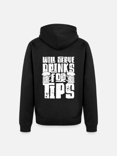 Bartender Mixologist Will Serve - Unisex Premium Bio Zip Hoodie - Schwarz