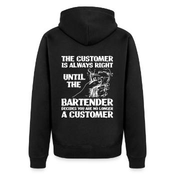 Bartender Mixologist The Customer - Unisex Premium Bio Zip Hoodie - Schwarz - Hinten - Nico (187cm)