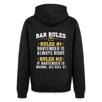 Barman Mixologue Bar Règles du bar - Veste à capuche bio Premium Unisexe - noir - Dos - Nico (187cm)