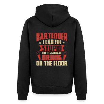 Bartender Mixologist Bartender I - Unisex Premium Bio Zip Hoodie - Schwarz - Hinten - Nico (187cm)