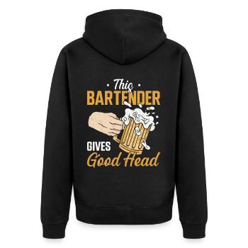 Bartender Mixologist This - Unisex Premium Bio Zip Hoodie - Schwarz - Hinten - Nico (187cm)