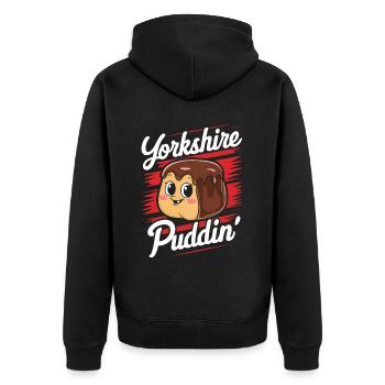 Yorkshire Pudding Geschenk - Unisex Premium Bio Zip Hoodie - Schwarz - Hinten - Nico (187cm)
