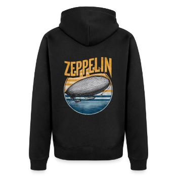 Luftschiff Zeppelin Geschenk - Unisex Premium Bio Zip Hoodie - Schwarz - Hinten - Nico (187cm)