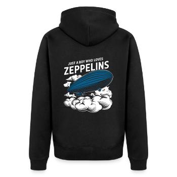 Luftschiff Zeppelin Geschenk - Unisex Premium Bio Zip Hoodie - Schwarz - Hinten - Nico (187cm)