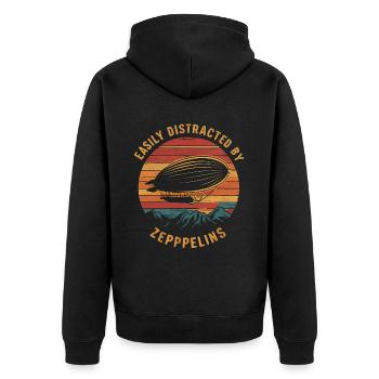 Luftschiff Zeppelin Geschenk - Unisex Premium Bio Zip Hoodie - Schwarz - Hinten - Nico (187cm)