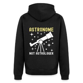 Atronome Astronomie - Unisex Premium Bio Zip Hoodie - Schwarz - Hinten - Nico (187cm)