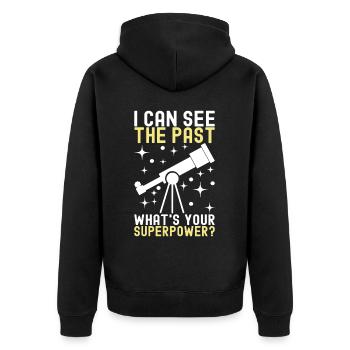 Atronome Astronomie - Unisex Premium Bio Zip Hoodie - Schwarz - Hinten - Nico (187cm)