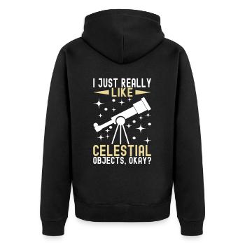 Atronome Astronomy - Unisex Premium Organic Zip Hoodie - black - Back - Nico (187cm)
