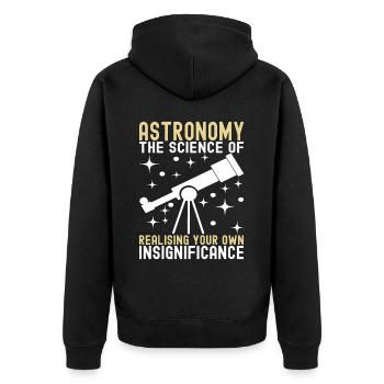 Atronome Astronomie - Unisex Premium Bio Zip Hoodie - Schwarz - Hinten - Nico (187cm)