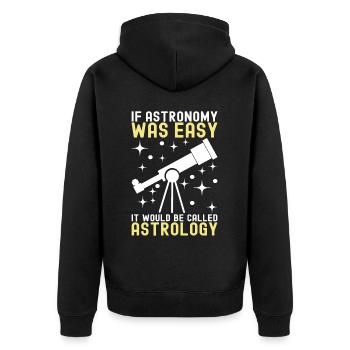 Atronome Astronomie - Unisex Premium Bio Zip Hoodie - Schwarz - Hinten - Nico (187cm)