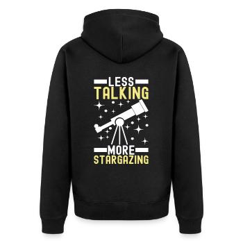 Atronome Astronomie - Unisex Premium Bio Zip Hoodie - Schwarz - Hinten - Nico (187cm)