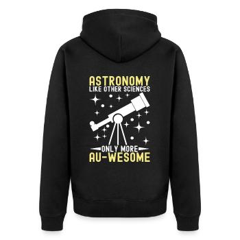 Atronome Astronomie - Unisex Premium Bio Zip Hoodie - Schwarz - Hinten - Nico (187cm)