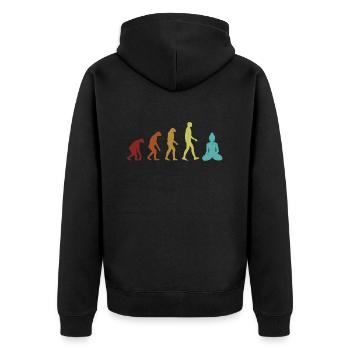 Buddhism Evolution Buddhist Statue Symbol Priest - Unisex Premium Organic Zip Hoodie - black - Back - Nico (187cm)
