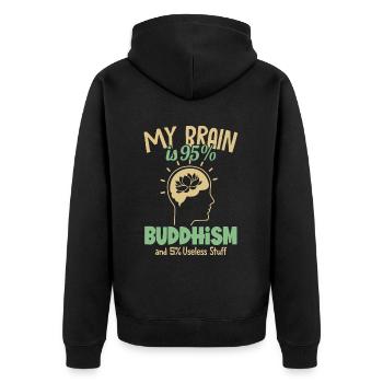 Mein Gehirn besteht zu 95% aus Buddhismus Buddhistische Symbolstatue - Unisex Premium Bio Zip Hoodie - Schwarz - Hinten - Nico (187cm)