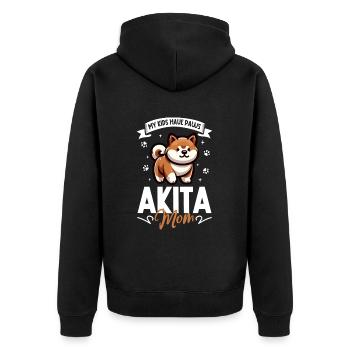 Akita Mama - Unisex Premium Bio Zip Hoodie - Schwarz - Hinten - Nico (187cm)