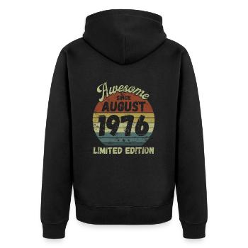 Awesome since August 1976 - Geburtstag - Unisex Premium Bio Zip Hoodie - Schwarz - Hinten - Nico (187cm)