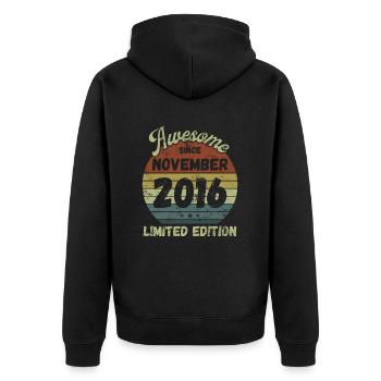 Awesome since November 2016 - Geburtstag - Unisex Premium Bio Zip Hoodie - Schwarz - Hinten - Nico (187cm)