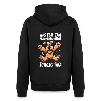 Airedale Terrier Wunderschöner Tag - Unisex Premium Bio Zip Hoodie - Schwarz - Hinten - Nico (187cm)