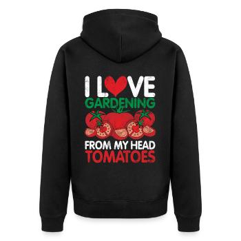 Tomates du jardin Légumes Tomates tête de jardinier - Veste à capuche bio Premium Unisexe - noir - Dos - Nico (187cm)