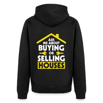 Immobilienmakler - Unisex Premium Bio Zip Hoodie - Schwarz - Hinten - Nico (187cm)