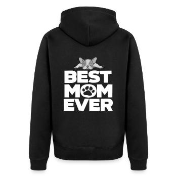 Best Mom French Bulldog - Unisex Premium Organic Zip Hoodie - black - Back - Nico (187cm)