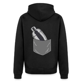 Bartender Mixologist Pocket - Unisex Premium Bio Zip Hoodie - Schwarz - Hinten - Nico (187cm)