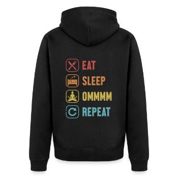 Eat Sleep Ommmm Repeat Buddhist Statue Symbol - Unisex Premium Organic Zip Hoodie - black - Back - Nico (187cm)