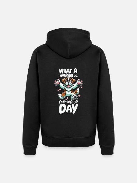 St. Bernard Fucked Up Day - Unisex Premium Organic Zip Hoodie - black