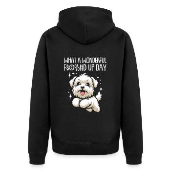 Wheaten Terrier Fucked Up Day - Veste à capuche bio Premium Unisexe - noir - Dos - Nico (187cm)