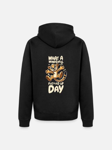 Cheetah Fucked Up Day - Unisex Premium Organic Zip Hoodie - black