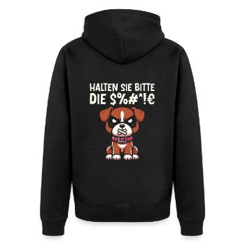 Boxer Hund Deutscher Boxer - Unisex Premium Bio Zip Hoodie - Schwarz - Hinten - Nico (187cm)