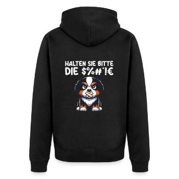 Bernese Mountain Dog Please shut up - Unisex Premium Organic Zip Hoodie - black - Back - Nico (187cm)