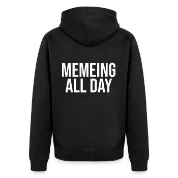 Memeing toute la journée - Veste à capuche bio Premium Unisexe - noir - Dos - Nico (187cm)