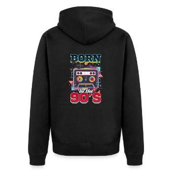 Années 90 R&B Né Dans Les Années 90 - Veste à capuche bio Premium Unisexe - noir - Dos - Nico (187cm)