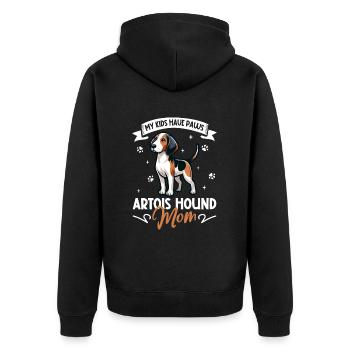 Chien d’Artois Mama - Veste à capuche bio Premium Unisexe - noir - Dos - Nico (187cm)