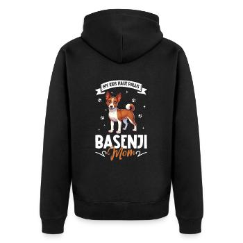 Basenji Mama - Unisex Premium Bio Zip Hoodie - Schwarz - Hinten - Nico (187cm)