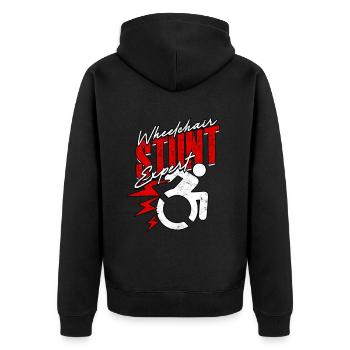 Rollstuhlfahrer Wheelchair Stunt Expert - Unisex Premium Bio Zip Hoodie - Schwarz - Hinten - Nico (187cm)