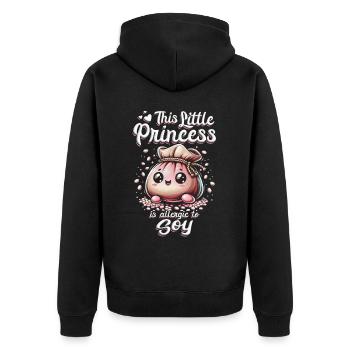 Soy allergy - Unisex Premium Organic Zip Hoodie - black - Back - Nico (187cm)